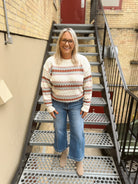 Mauve Mix Striped Sweater-Sweaters-stacatto-The Silo Boutique, Women's Fashion Boutique Located in Warren and Grand Forks North Dakota