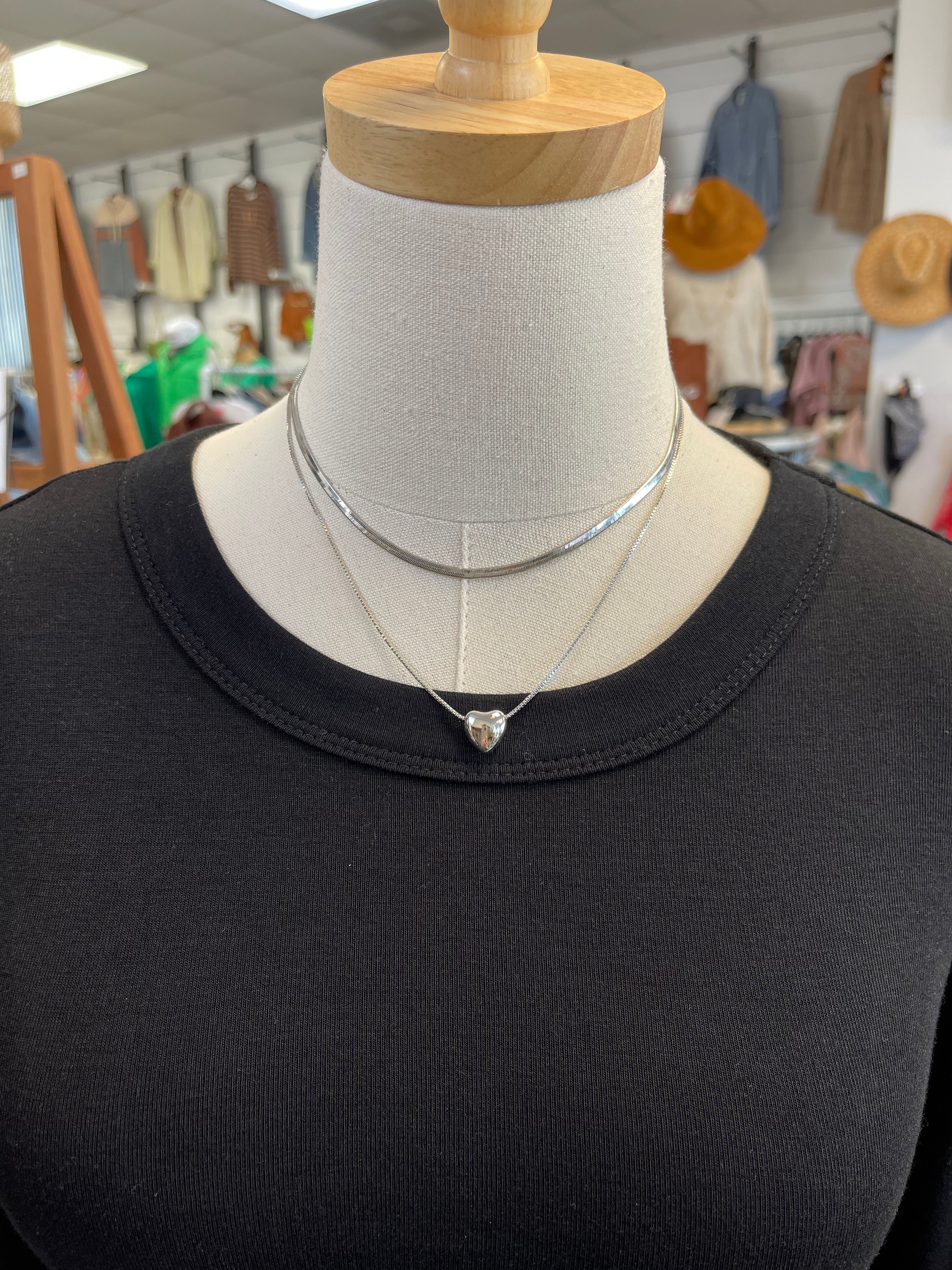 Layered Heart Necklace-Necklaces-Fame-The Silo Boutique, Women's Fashion Boutique Located in Warren and Grand Forks North Dakota