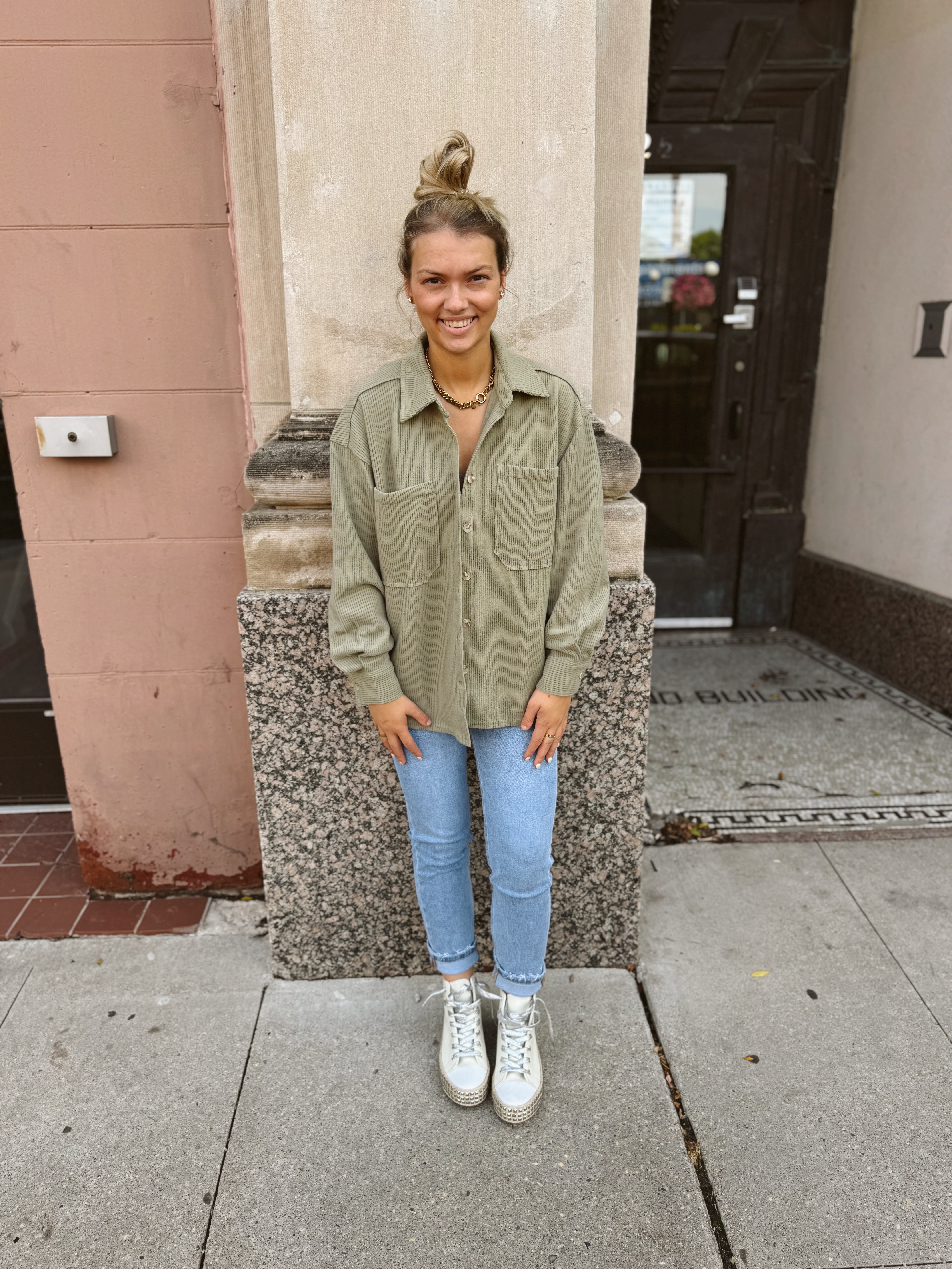 So Soft Ribbed Button Up Top-Olive-Long Sleeve Tops-blu pepper-The Silo Boutique, Women's Fashion Boutique Located in Warren and Grand Forks North Dakota