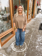 Olive Pearl Drop Tee-Short Sleeve Tops-davi-The Silo Boutique, Women's Fashion Boutique Located in Warren and Grand Forks North Dakota