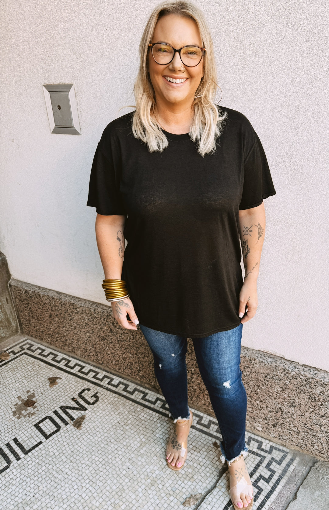 Black Slub Oversized Tee-Short Sleeve Top-wishlist-The Silo Boutique, Women's Fashion Boutique Located in Warren and Grand Forks North Dakota