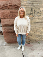 Oversized Velour Sweatshirt-Sweatshirts-hem and thread-The Silo Boutique, Women's Fashion Boutique Located in Warren and Grand Forks North Dakota