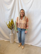 Lovey Striped Natural Hooded Top-Long Sleeve Tops-very j-The Silo Boutique, Women's Fashion Boutique Located in Warren and Grand Forks North Dakota