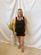 Soft Sleeveless Romper-Black-Jumpsuits & Rompers-staccato-The Silo Boutique, Women's Fashion Boutique Located in Warren and Grand Forks North Dakota