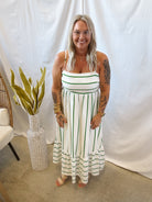 Green Stripe Dress-Dresses-blu pepper-The Silo Boutique, Women's Fashion Boutique Located in Warren and Grand Forks North Dakota