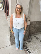 Jewel White Textured Top-Tank Tops-entro-The Silo Boutique, Women's Fashion Boutique Located in Warren and Grand Forks North Dakota