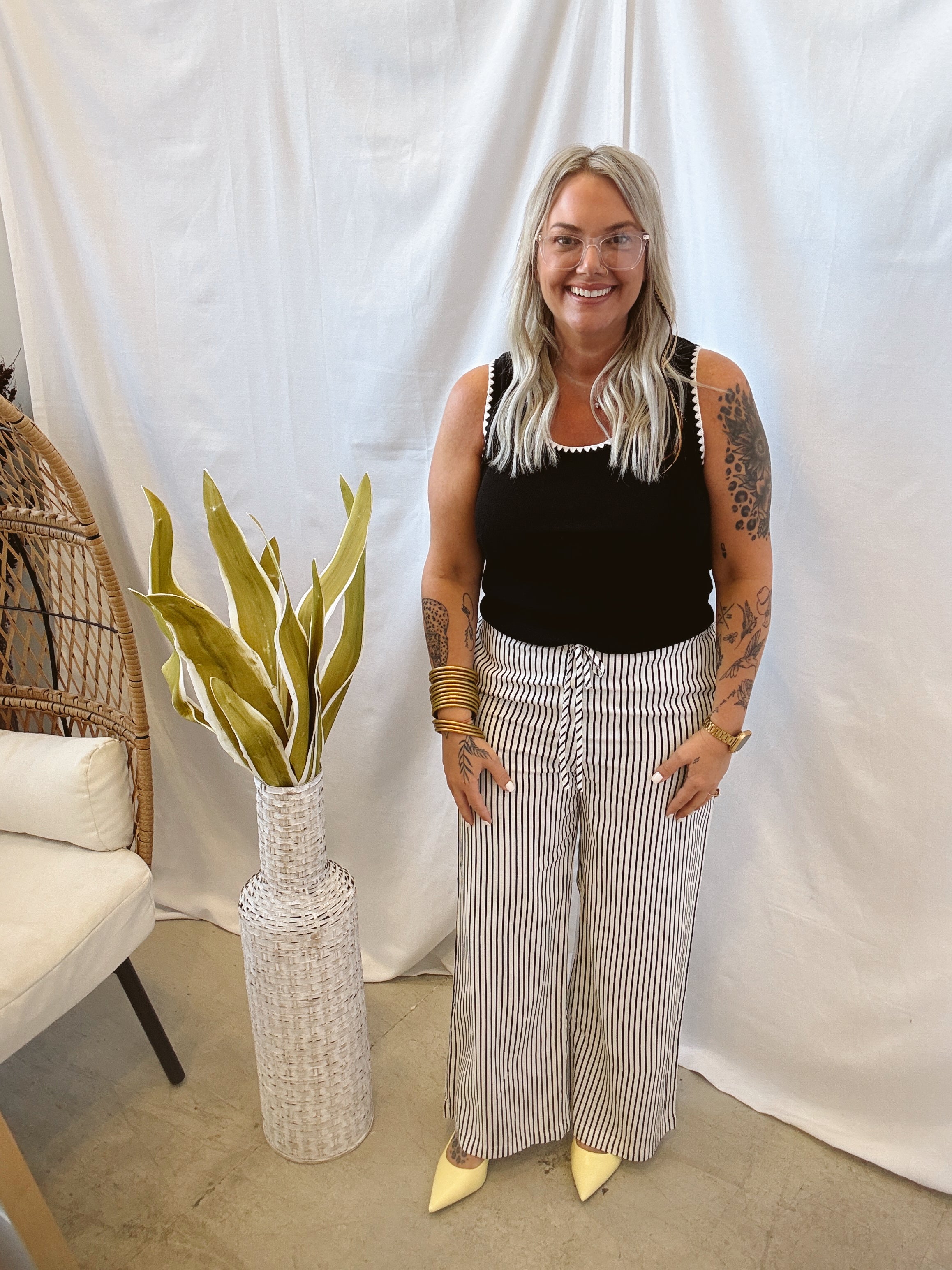 BP Black Striped Linen Pants-Pants-blu pepper-The Silo Boutique, Women's Fashion Boutique Located in Warren and Grand Forks North Dakota