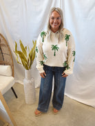 Palm Tree Knit Sweater Top-Long Sleeve Tops-very j-The Silo Boutique, Women's Fashion Boutique Located in Warren and Grand Forks North Dakota