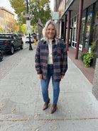 Midnight Blue Ribbon Button Down Top-Long Sleeve Tops-Lamiel-The Silo Boutique, Women's Fashion Boutique Located in Warren and Grand Forks North Dakota