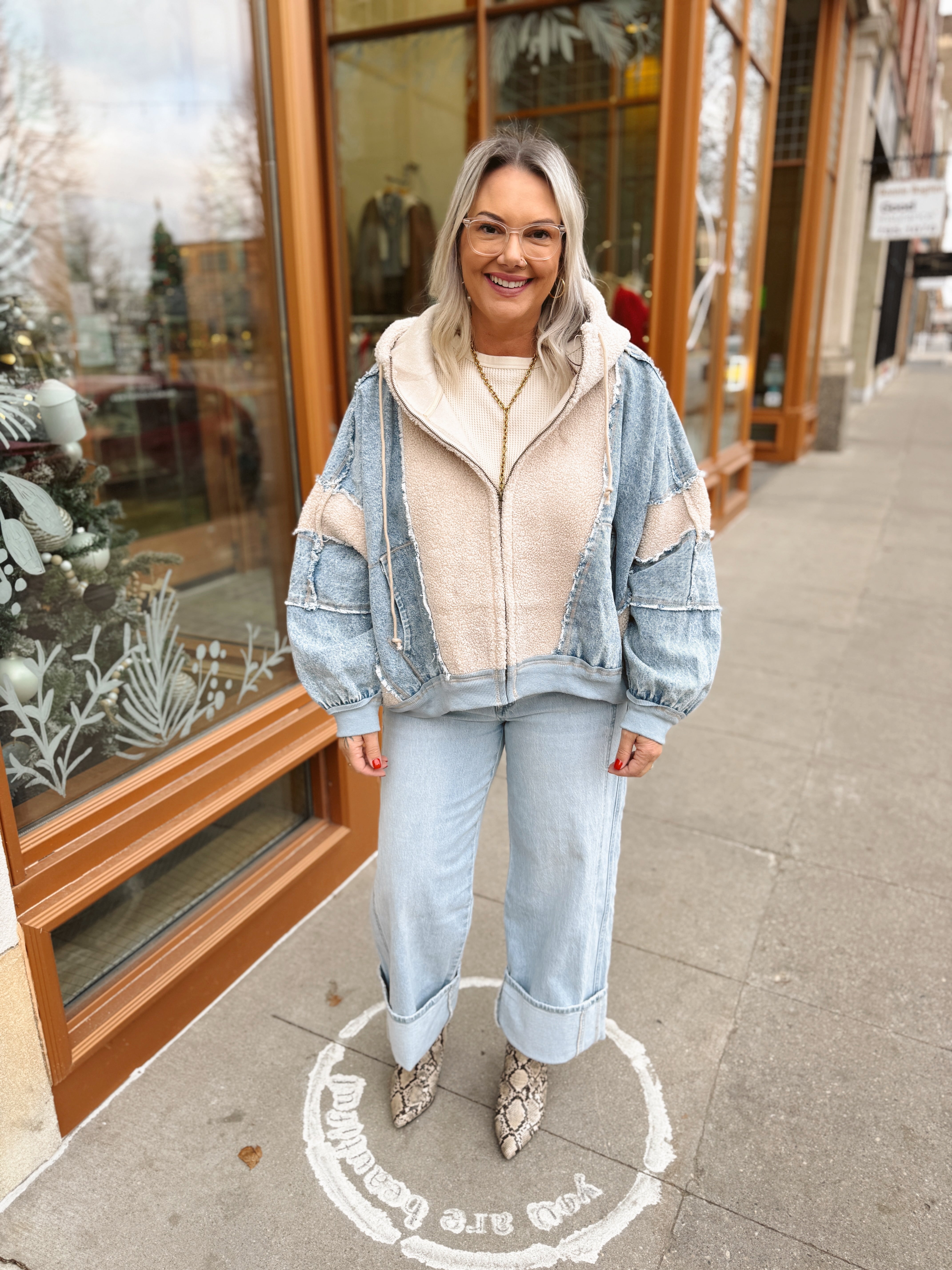 Cozy and Cute Denim Jacket-Coats & Jackets-bibi-The Silo Boutique, Women's Fashion Boutique Located in Warren and Grand Forks North Dakota