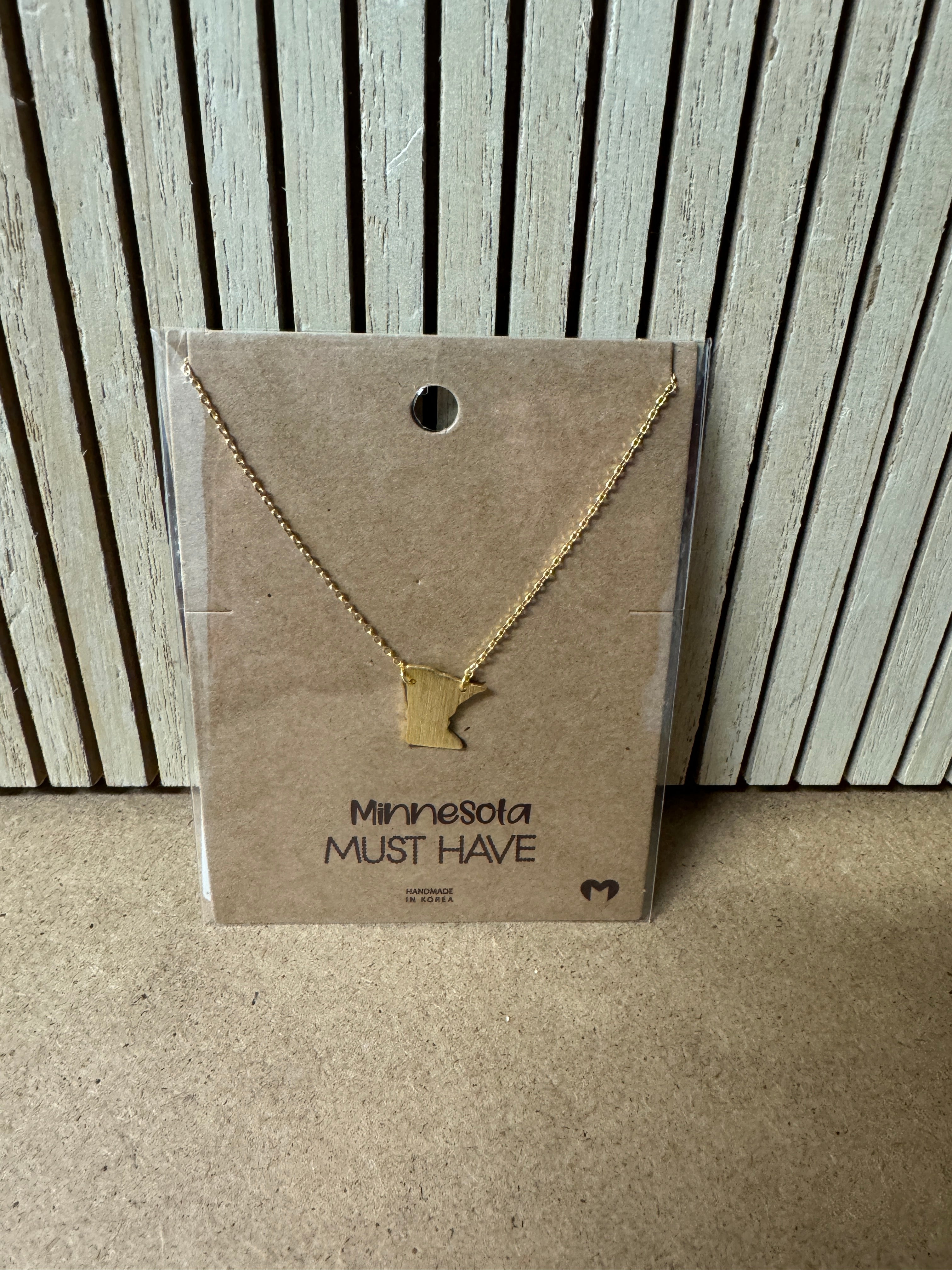 Gold Minnesota Necklace-Necklaces-Fame-The Silo Boutique, Women's Fashion Boutique Located in Warren and Grand Forks North Dakota