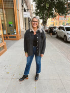 Cool Charcoal Wash Soft Shacket-Shackets-be cool-The Silo Boutique, Women's Fashion Boutique Located in Warren and Grand Forks North Dakota