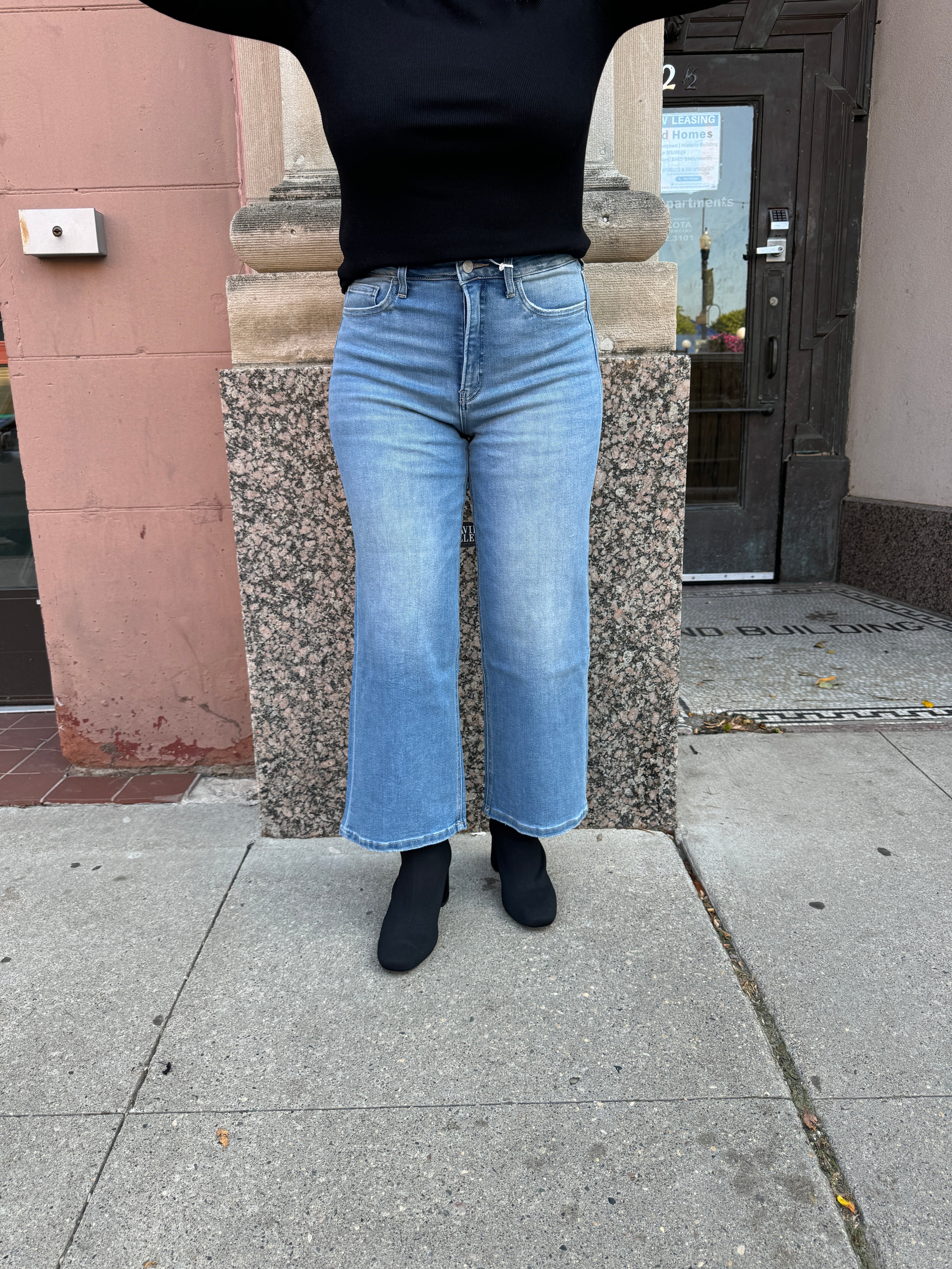 Lovervet Abound High Waist Crop Wide Leg Jeans-Jeans-lovervet-The Silo Boutique, Women's Fashion Boutique Located in Warren and Grand Forks North Dakota