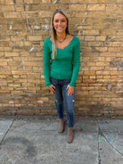 Adalie Green Top-Long Sleeve Tops-aemi-The Silo Boutique, Women's Fashion Boutique Located in Warren and Grand Forks North Dakota