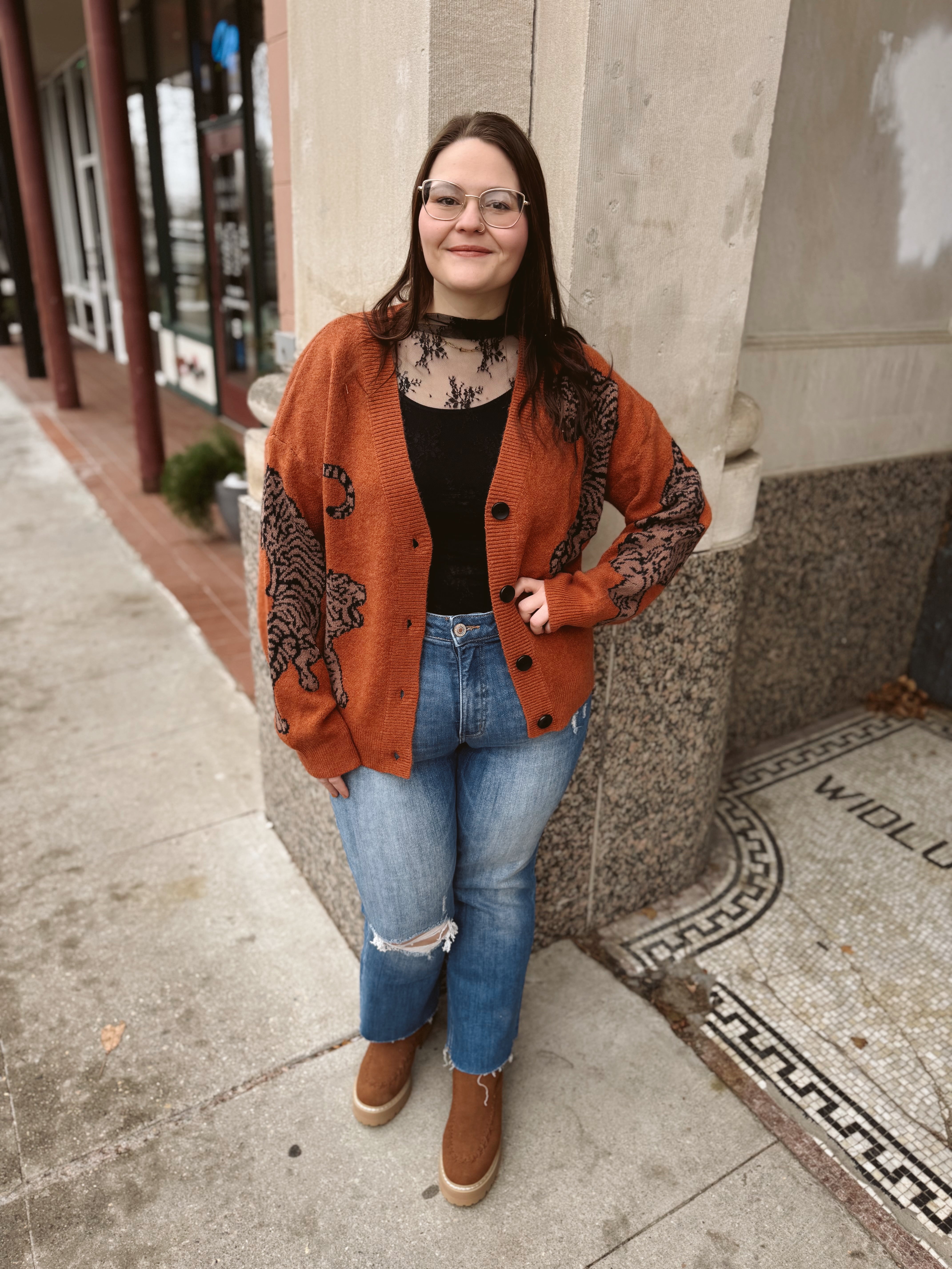 Cheetah Cardigan-Cardigans-Doe and Rae-The Silo Boutique, Women's Fashion Boutique Located in Warren and Grand Forks North Dakota