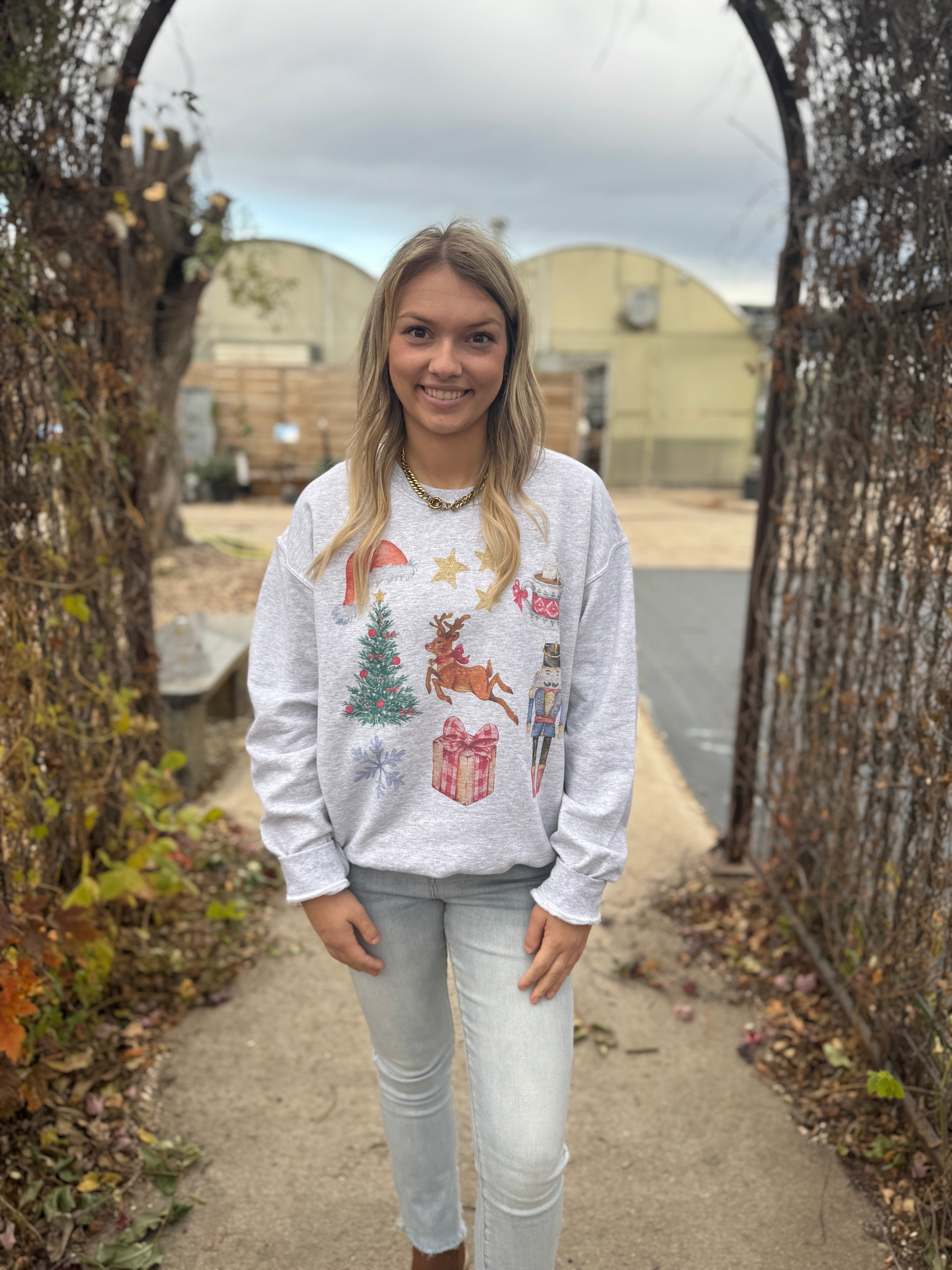 Christmas Collage Sweatshirt-Final Sale-The Silo Boutique-The Silo Boutique, Women's Fashion Boutique Located in Warren and Grand Forks North Dakota