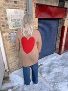 Taupe Combo Heart Cardigan-Cardigans-Timing-The Silo Boutique, Women's Fashion Boutique Located in Warren and Grand Forks North Dakota