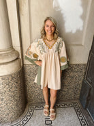 Embroidery Linen Olive Dress-Dresses-easel-The Silo Boutique, Women's Fashion Boutique Located in Warren and Grand Forks North Dakota