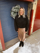 Bronze Skirt-Skirts-Lamiel-The Silo Boutique, Women's Fashion Boutique Located in Warren and Grand Forks North Dakota