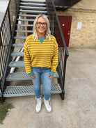 Citrus Contrast Ribbed Sweater Top-Long Sleeve Tops-stacatto-The Silo Boutique, Women's Fashion Boutique Located in Warren and Grand Forks North Dakota