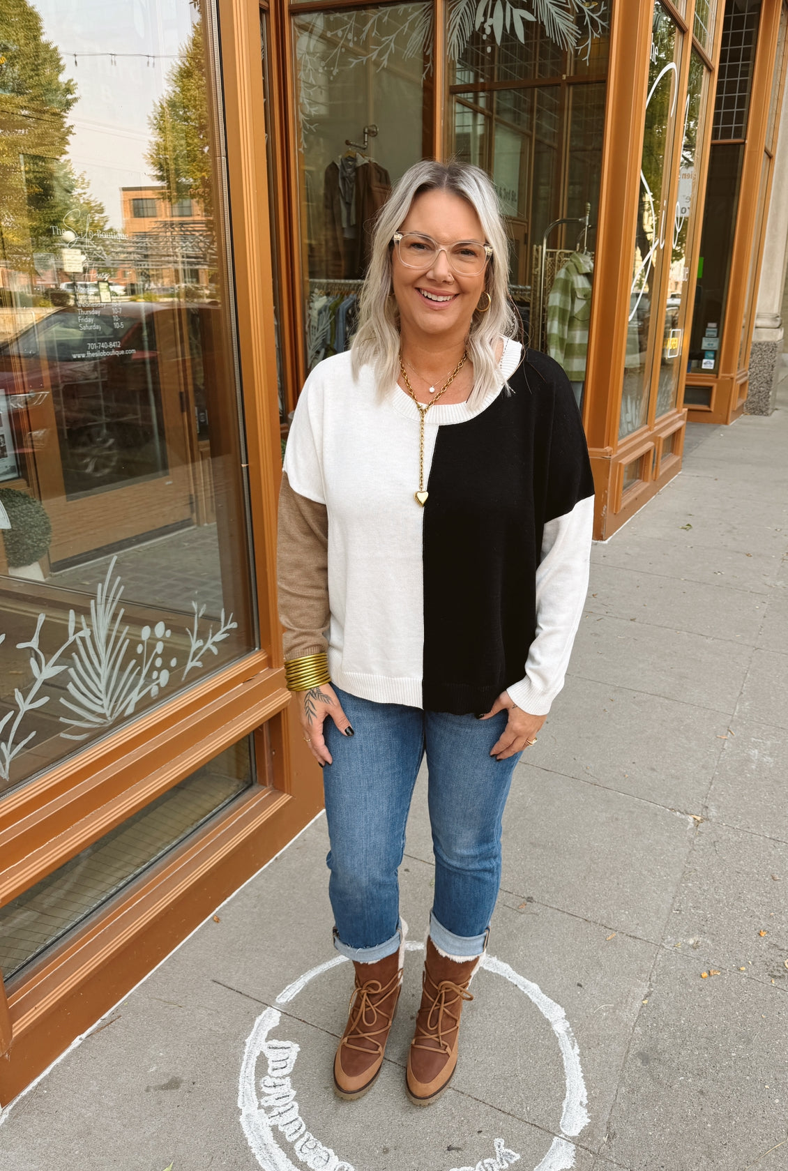 Black Multi Color Block Sweater-Sweaters-workshop-The Silo Boutique, Women's Fashion Boutique Located in Warren and Grand Forks North Dakota