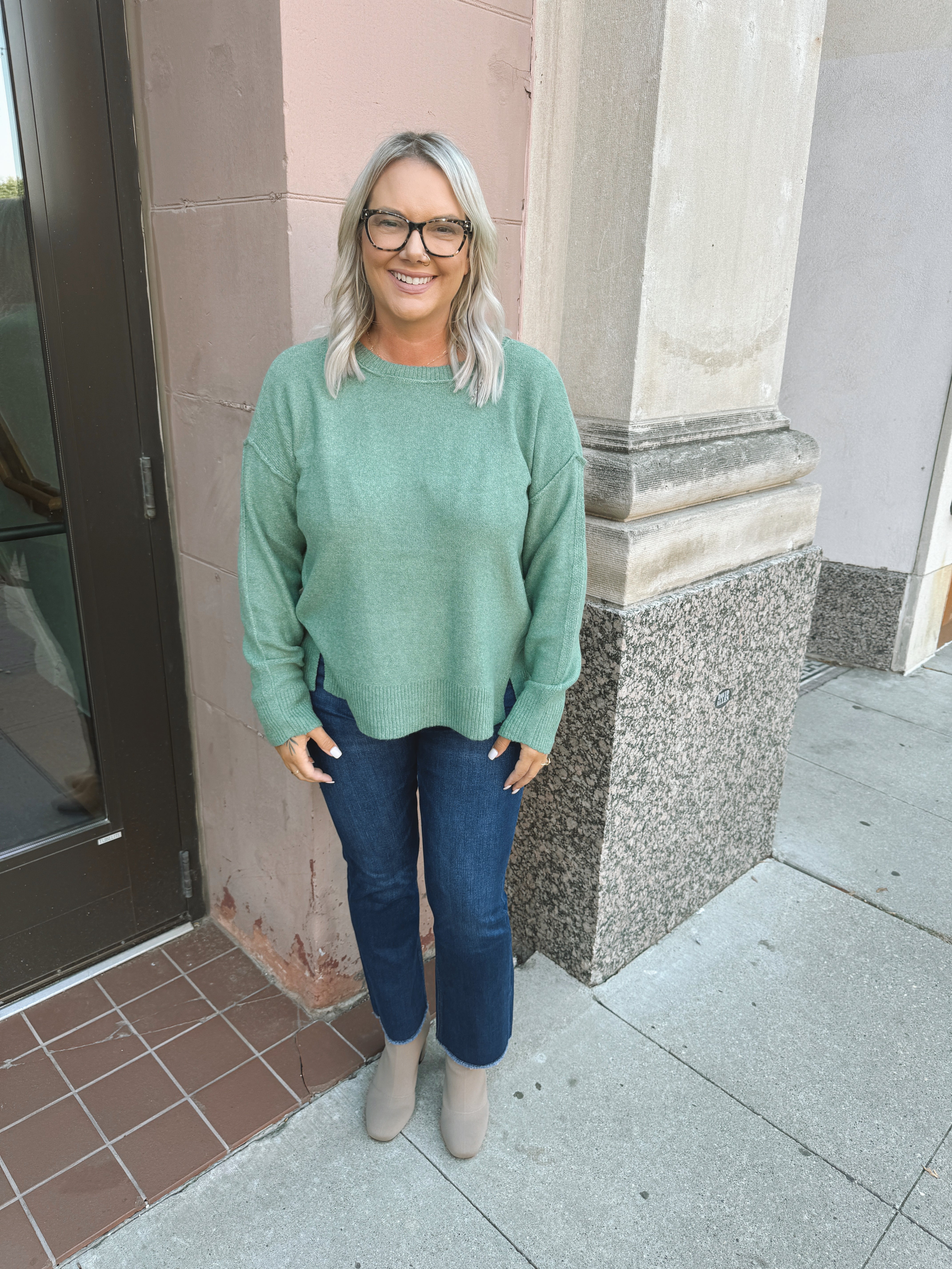 Wide Edge Seam Sweater-Jade-Sweaters-stacatto-The Silo Boutique, Women's Fashion Boutique Located in Warren and Grand Forks North Dakota