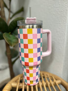 Colorful Check 40oz Tumbler-Drinkware-katydid-The Silo Boutique, Women's Fashion Boutique Located in Warren and Grand Forks North Dakota