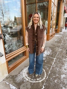 Davi Brown Fuzzy Vest-Coats & Jackets-davi-The Silo Boutique, Women's Fashion Boutique Located in Warren and Grand Forks North Dakota