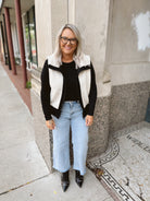 Elan Sherpa Vest- Cream-Vests-elan-The Silo Boutique, Women's Fashion Boutique Located in Warren and Grand Forks North Dakota