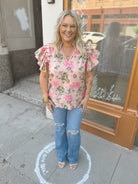 Peachy Top-Short Sleeve Tops-ENTRO-The Silo Boutique, Women's Fashion Boutique Located in Warren and Grand Forks North Dakota