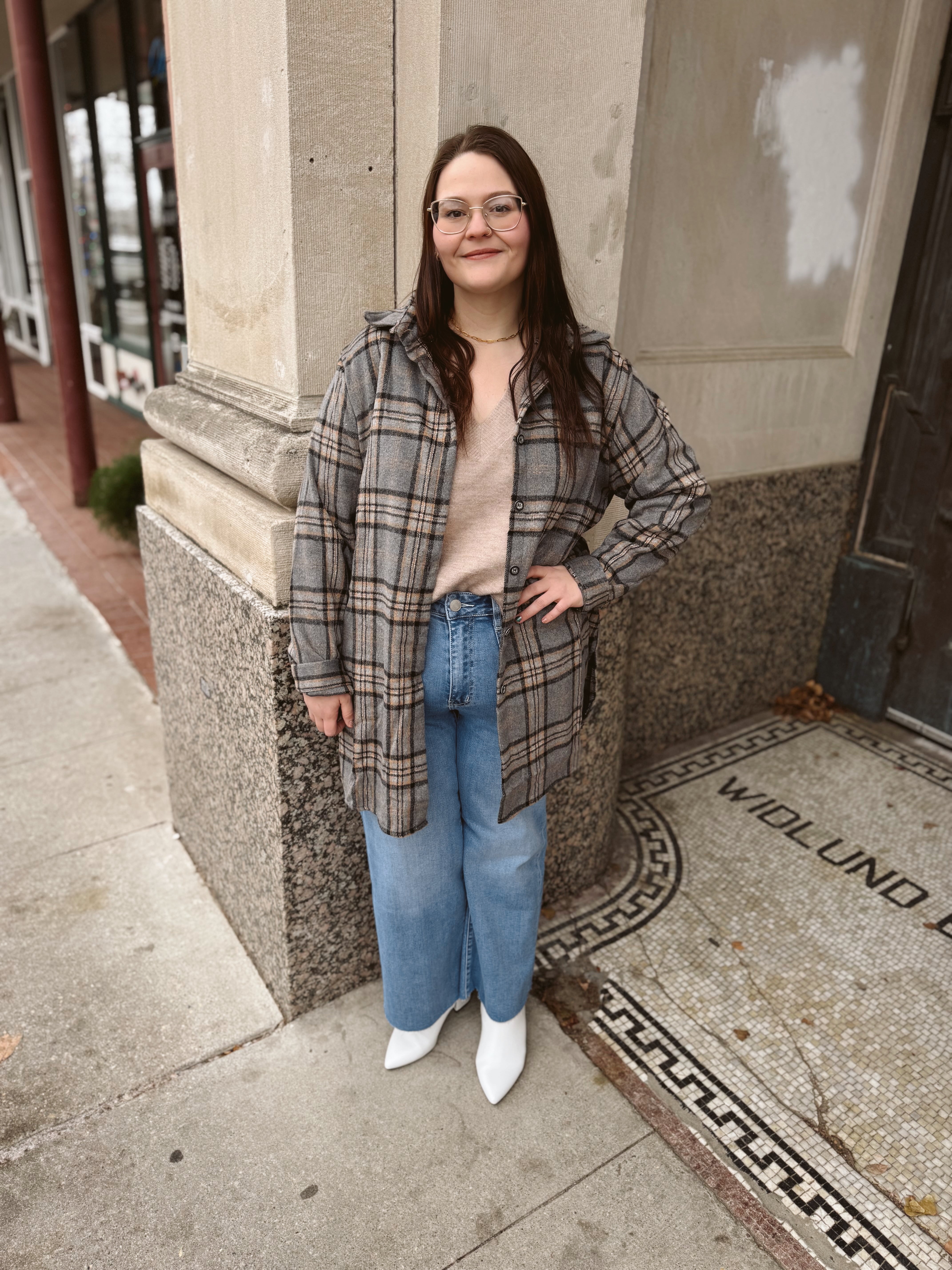 Charcoal Mix Shacket-Shackets-adora-The Silo Boutique, Women's Fashion Boutique Located in Warren and Grand Forks North Dakota