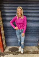 Stacy Magenta Ribbed Long Sleeve Top-Long Sleeve Tops-stacatto-The Silo Boutique, Women's Fashion Boutique Located in Warren and Grand Forks North Dakota