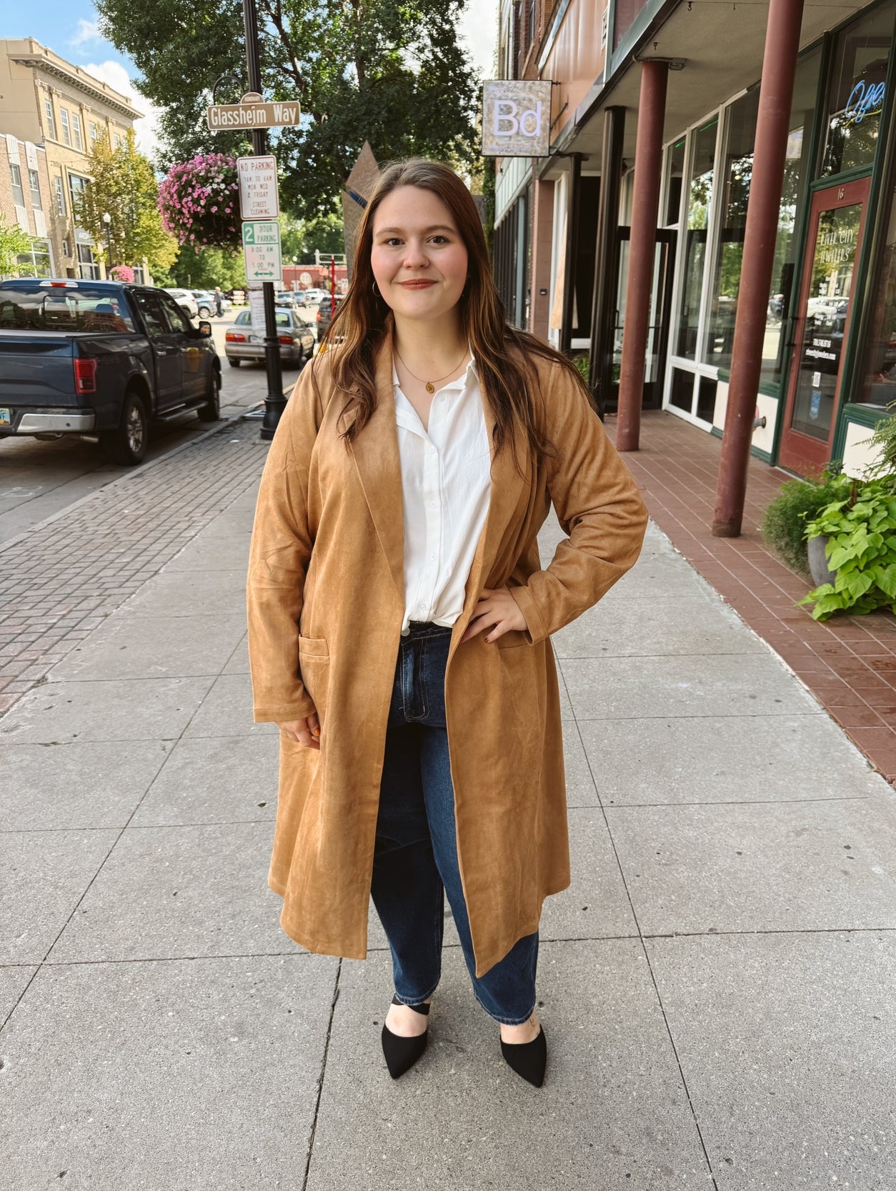 Skies Camel Faux Seude Duster-Coats & Jackets-skies are blue-The Silo Boutique, Women's Fashion Boutique Located in Warren and Grand Forks North Dakota