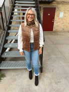 Velvet Quilted Mocha Vest-Vests-hem and thread-The Silo Boutique, Women's Fashion Boutique Located in Warren and Grand Forks North Dakota