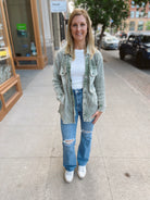 Mono B Olive Waffle Button Down Top-Coats & Jackets-mono b-The Silo Boutique, Women's Fashion Boutique Located in Warren and Grand Forks North Dakota