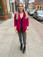 Viv Velvet Blazer Magenta-Blazers-skies are blue-The Silo Boutique, Women's Fashion Boutique Located in Warren and Grand Forks North Dakota