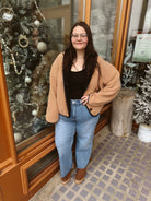 Taupe and Black Perfect Sherpa Jacket-Coats & Jackets-first love-The Silo Boutique, Women's Fashion Boutique Located in Warren and Grand Forks North Dakota