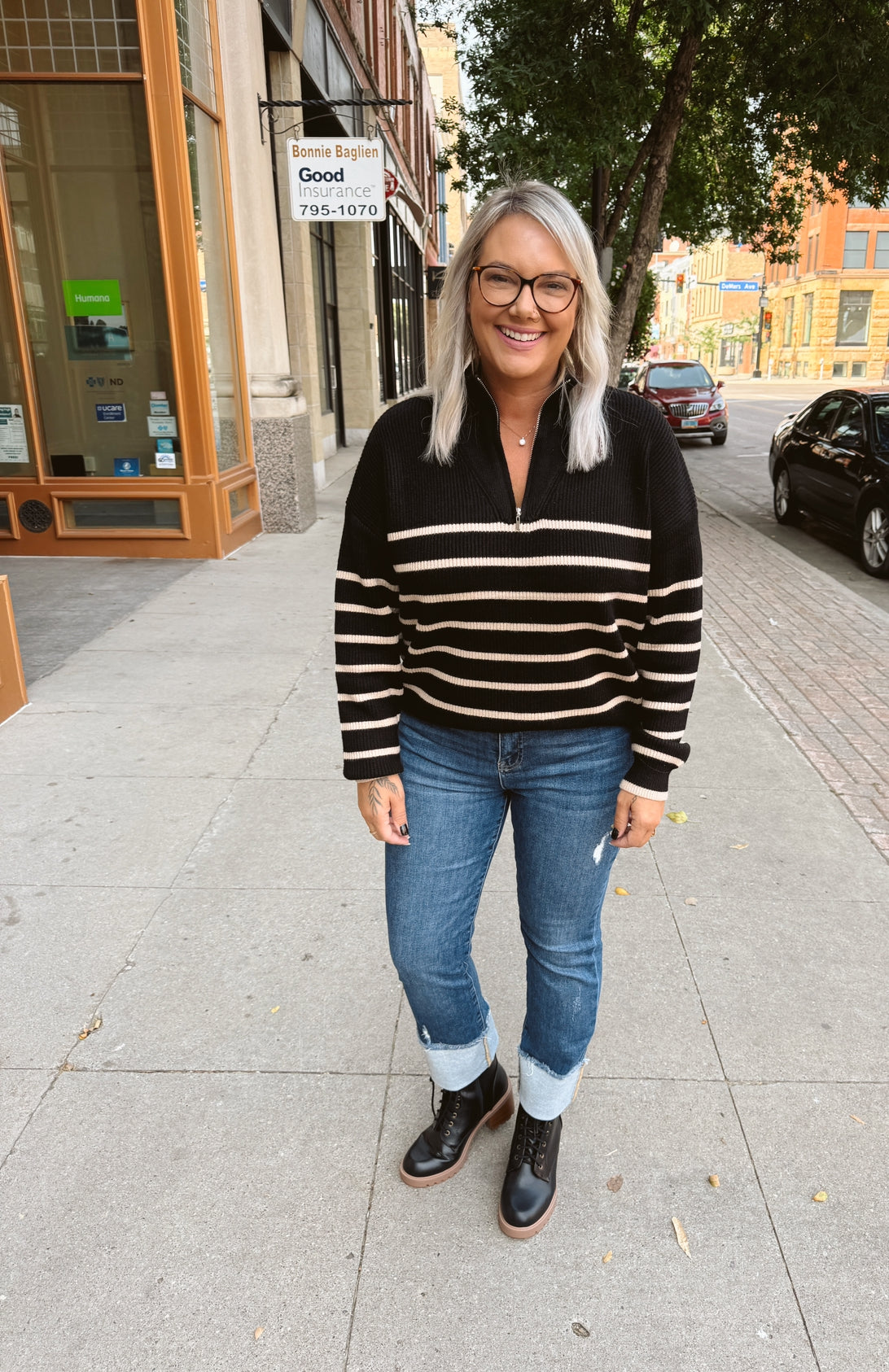 Cool Black Taupe Genevieve Sweater-Sweaters-be cool-The Silo Boutique, Women's Fashion Boutique Located in Warren and Grand Forks North Dakota