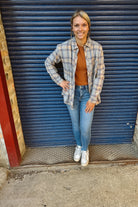 Cool Heather Grey Soft Plaid Top-Long Sleeve Tops-be cool-The Silo Boutique, Women's Fashion Boutique Located in Warren and Grand Forks North Dakota