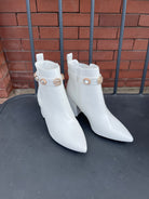 Bamboo Mode Gem Booties-White-Boots-bamboo-The Silo Boutique, Women's Fashion Boutique Located in Warren and Grand Forks North Dakota