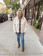 Oatmeal Zip Up Sweater Cardigan-Cardigans-staccato-The Silo Boutique, Women's Fashion Boutique Located in Warren and Grand Forks North Dakota