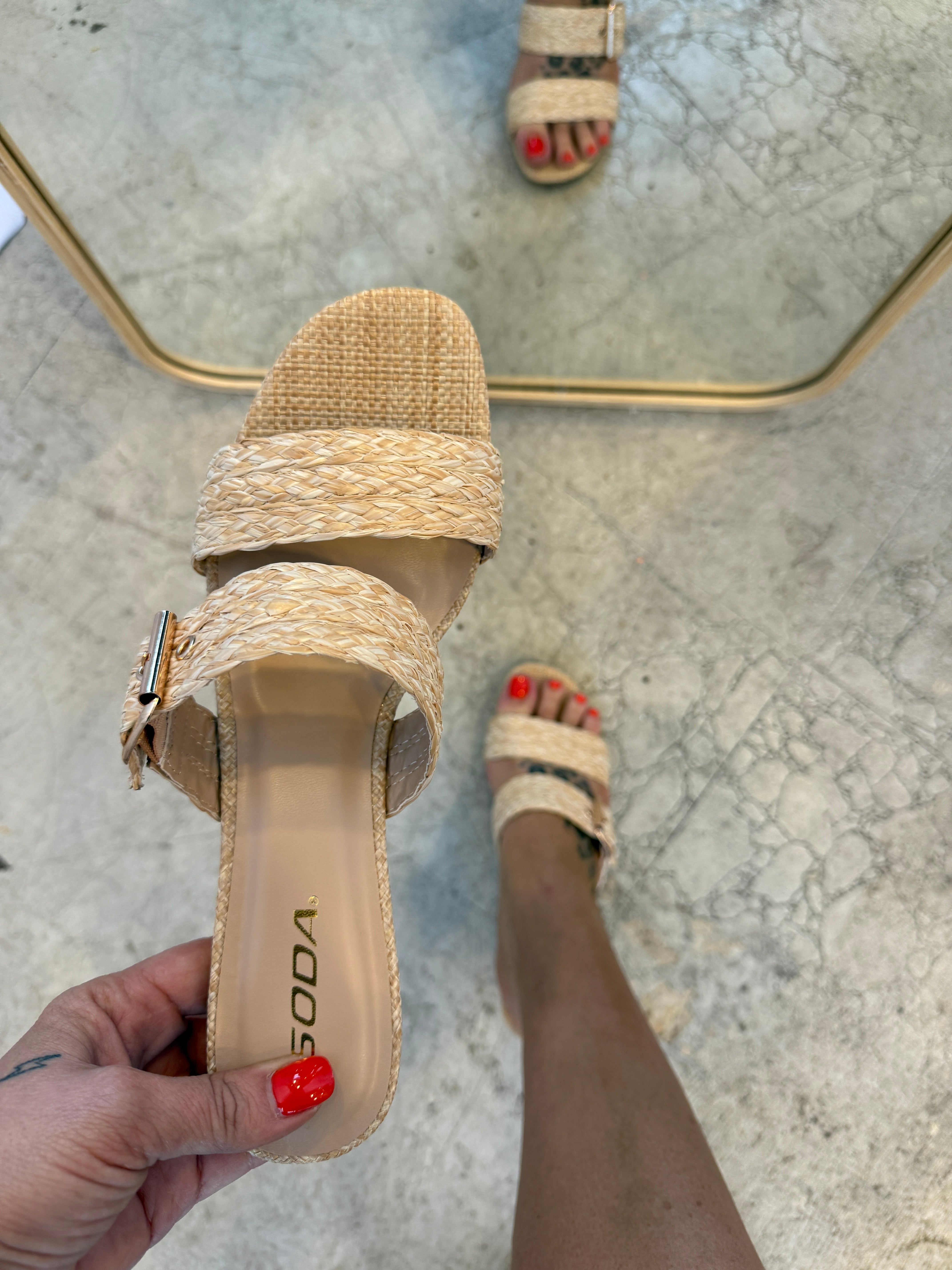 Soda Sarika Beige Raffia Sandal-Sandals-soda-The Silo Boutique, Women's Fashion Boutique Located in Warren and Grand Forks North Dakota