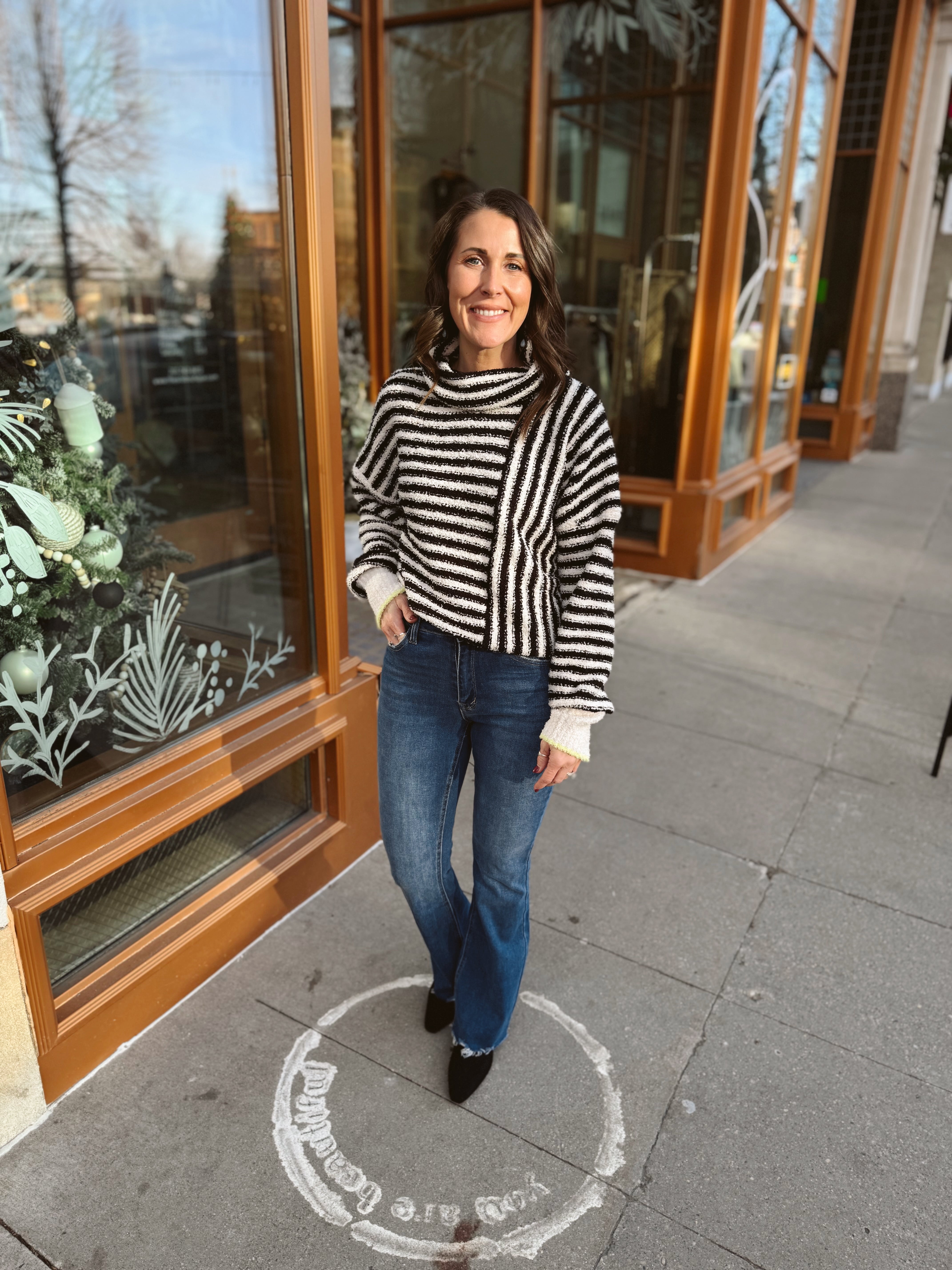 Striped Cozy Sweater Top-Sweaters-very j-The Silo Boutique, Women's Fashion Boutique Located in Warren and Grand Forks North Dakota