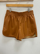 Camel Betty Leather Shorts-Shorts-wishlist-The Silo Boutique, Women's Fashion Boutique Located in Warren and Grand Forks North Dakota