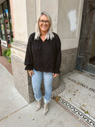 Black Scalloped Top-Long Sleeve Tops-ENTRO-The Silo Boutique, Women's Fashion Boutique Located in Warren and Grand Forks North Dakota