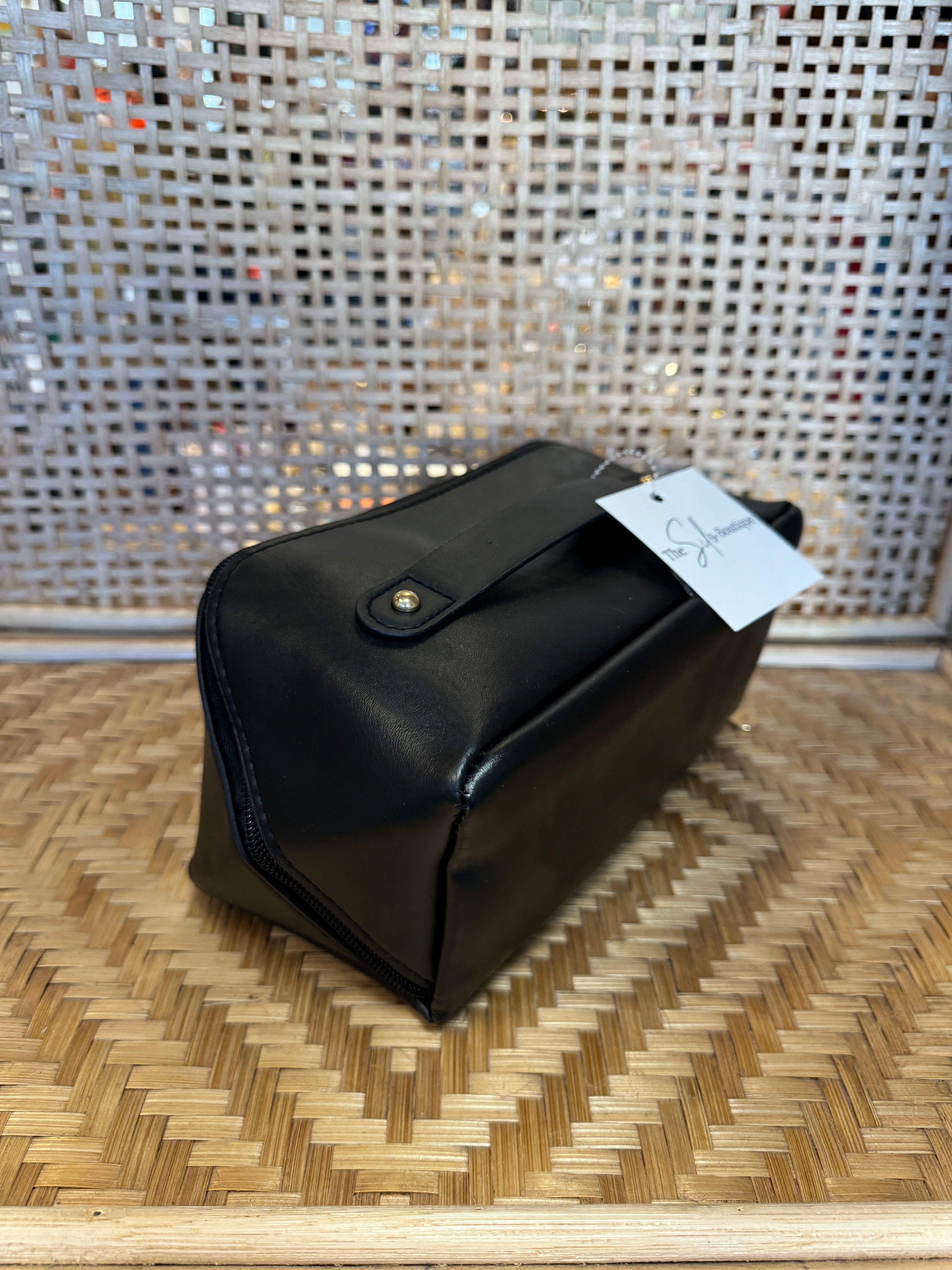 Faux Leather Open Flat Cosmetic Bags-Cosmetic Bags-joss-The Silo Boutique, Women's Fashion Boutique Located in Warren and Grand Forks North Dakota