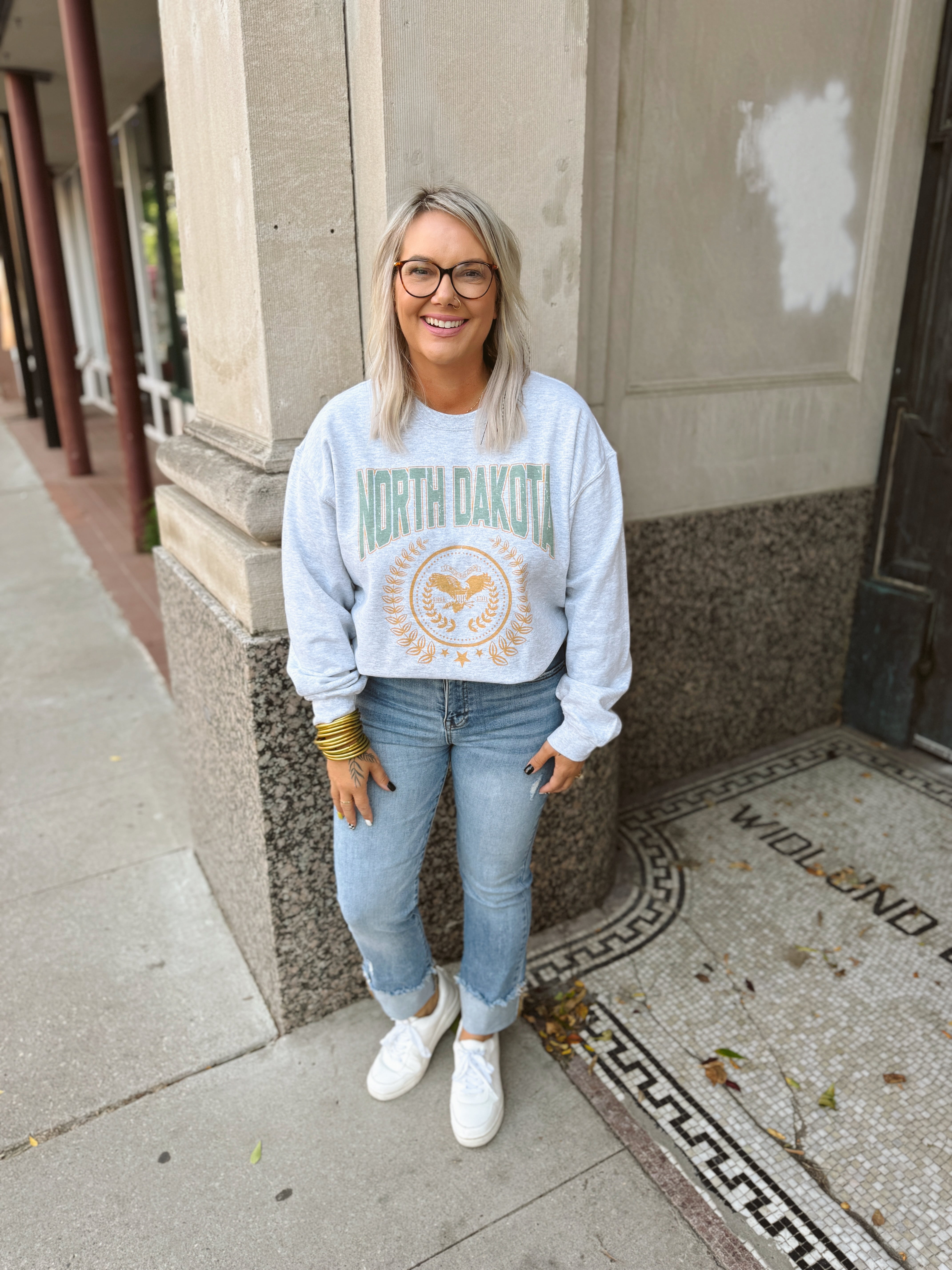 North Dakota Wreath Graphic Sweatshirt-Sweatshirts-blume-The Silo Boutique, Women's Fashion Boutique Located in Warren and Grand Forks North Dakota