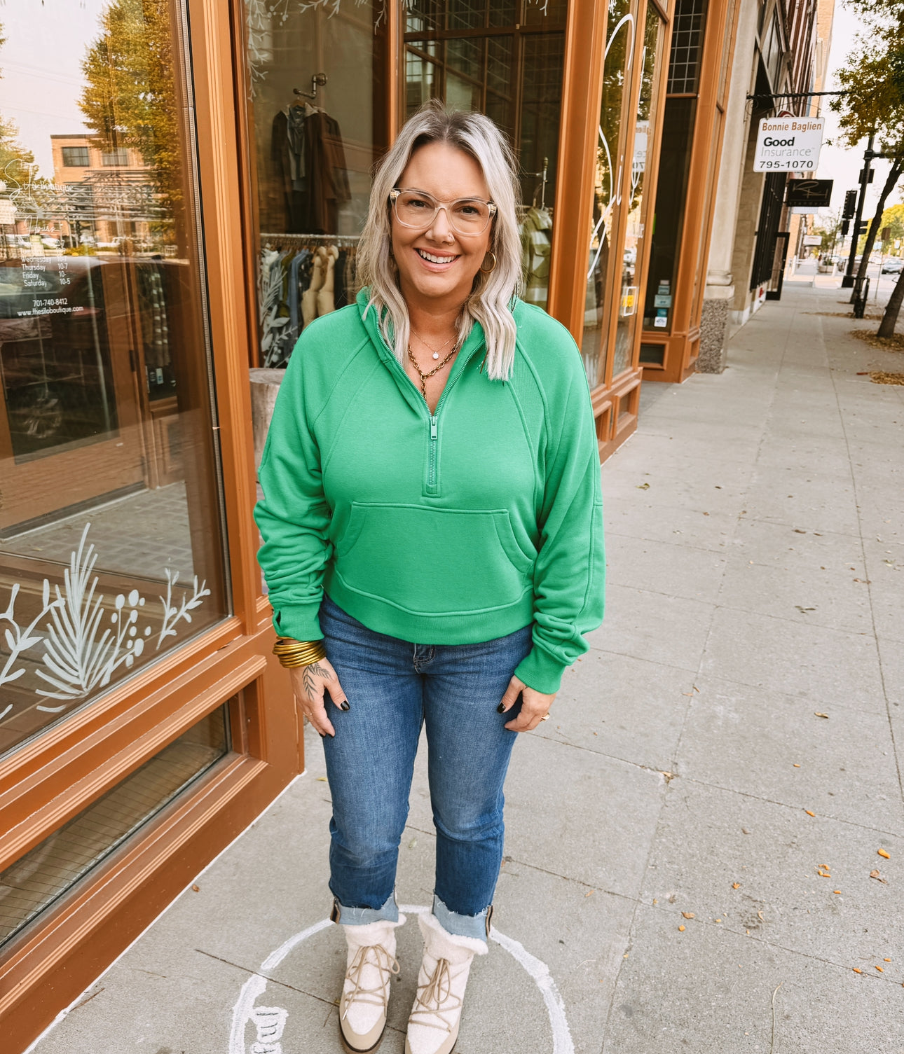 Rae Green Quarter Zip Pullover Sweatshirt-Sweatshirts-rae mode-The Silo Boutique, Women's Fashion Boutique Located in Warren and Grand Forks North Dakota