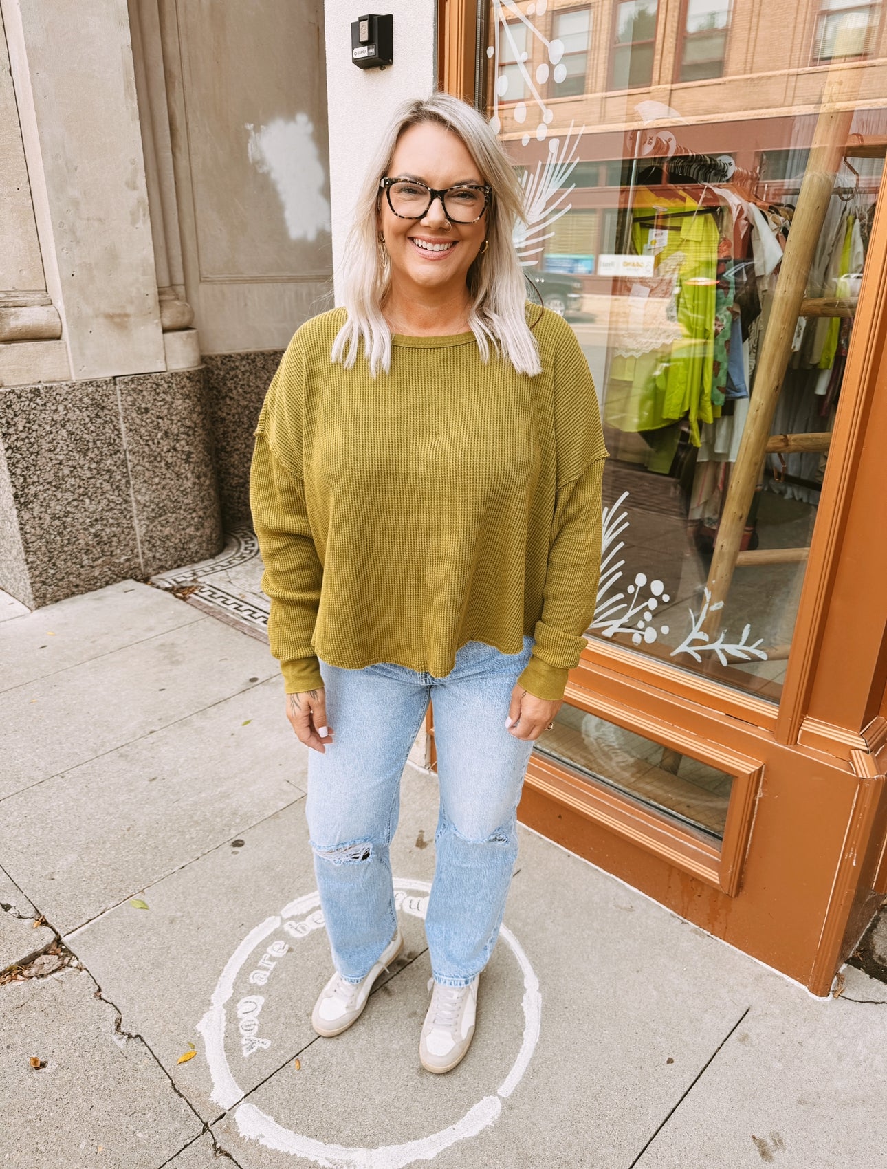 Relaxed Waffle Long Sleeve Top-Long Sleeve Tops-hyfve-The Silo Boutique, Women's Fashion Boutique Located in Warren and Grand Forks North Dakota