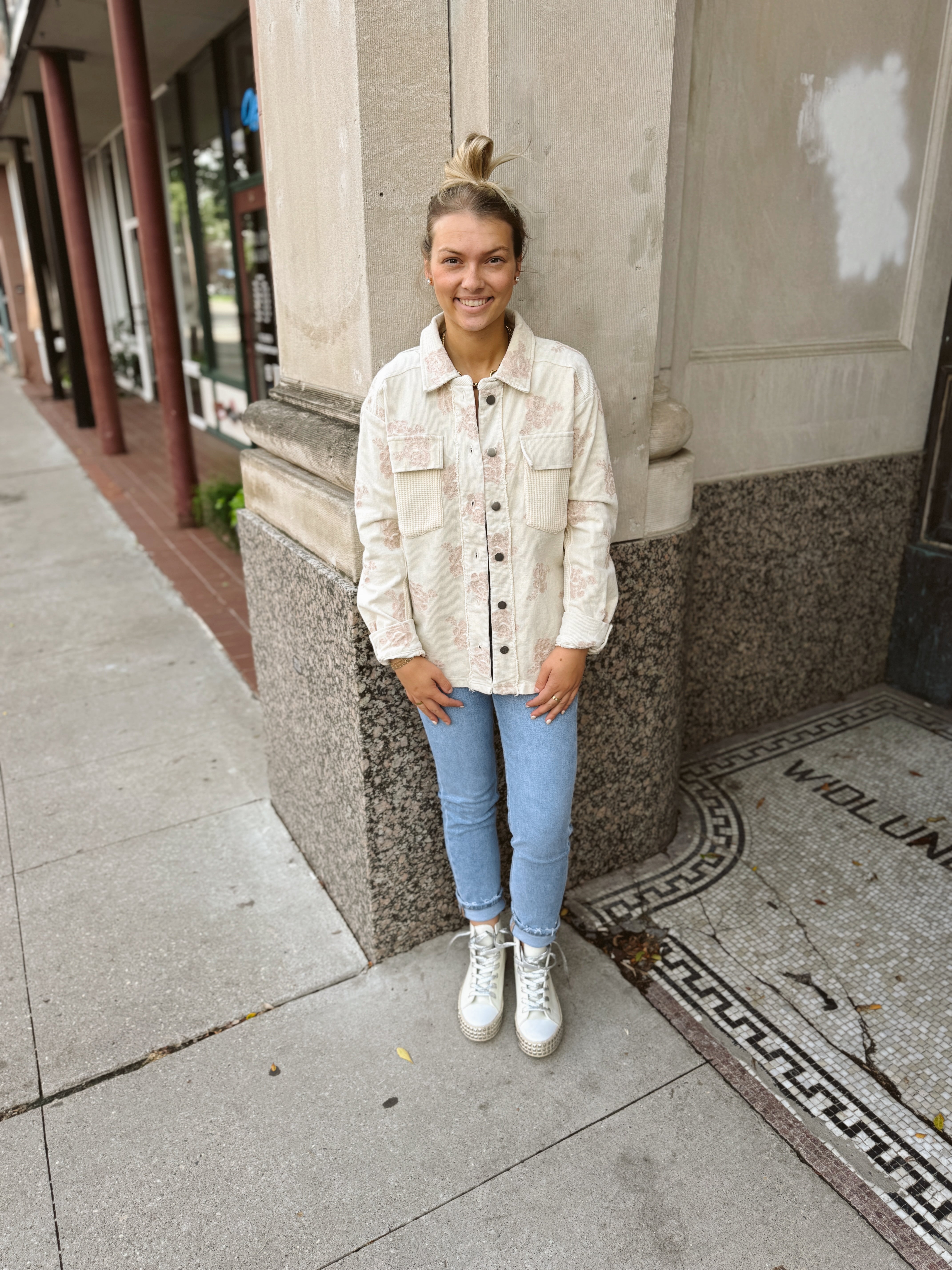 Washed Almond Corded Shirt Jacket-Coats & Jackets-mystree-The Silo Boutique, Women's Fashion Boutique Located in Warren and Grand Forks North Dakota